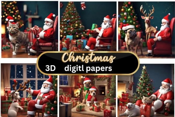 3D Christmas Backgrounds: Digital Paper for Festive Designs