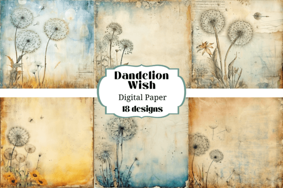 Dandelion Wish Digital Paper Backgrounds: Ethereal Craft Foundations