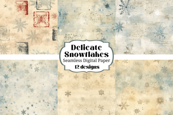 Delicate Snowflakes Seamless Backgrounds for Winter Crafts
