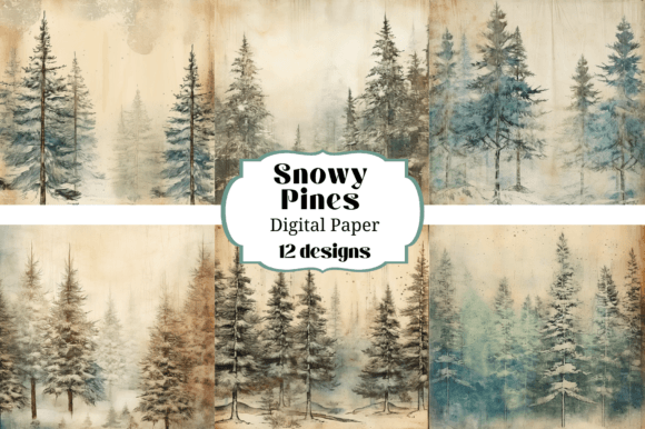 Infuse Winter Magic Into Your Designs with Snowy Pines Digital Paper