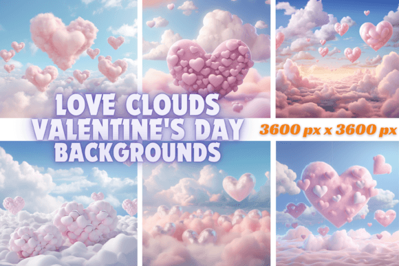 Love Clouds Valentine's Day Backgrounds: A Dreamy Design Asset