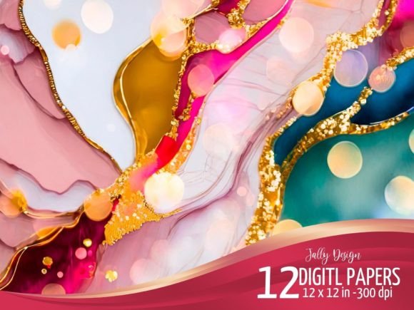 Pink Bokeh Alcohol Ink Glam Backgrounds: Infuse Luxury Into Your Designs