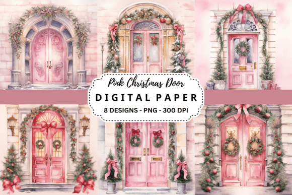 Pink Christmas Door Backgrounds: A Festive Design Asset