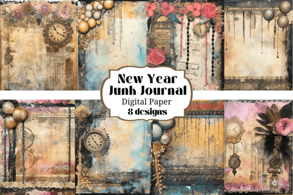 Spark Your Creativity: 8 New Year Junk Journal Backgrounds