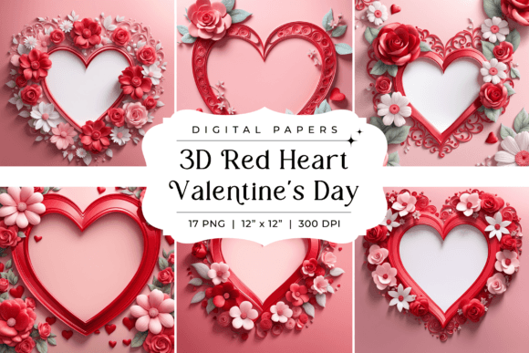 Stunning 3D Red Heart Valentine's Day Backgrounds