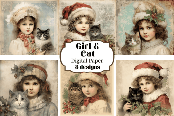 Victorian Christmas Girl Cat Backgrounds: A Designer's Guide
