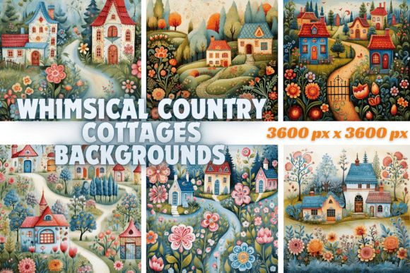 Whimsical Country Cottages Backgrounds for Cozy Design